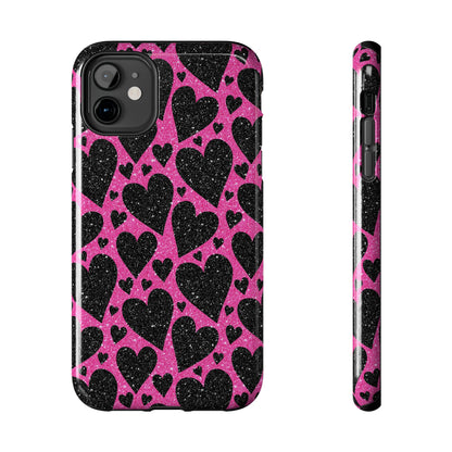 Pink Glitter Hearts iPhone Case