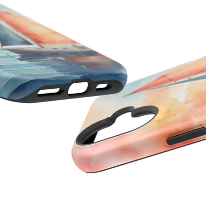 Sunset Sail MagSafe iPhone Case – Watercolor Sailboat and Sky Design