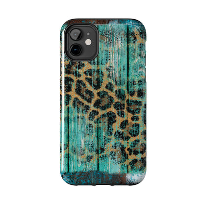 Turquoise Rustic Leopard Wood - iPhone Series Case