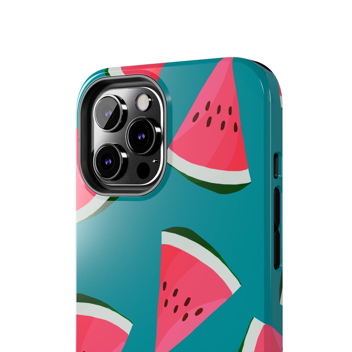 Watermelon Bliss iPhone Case – Vibrant Summer Fruit Design on Teal Background