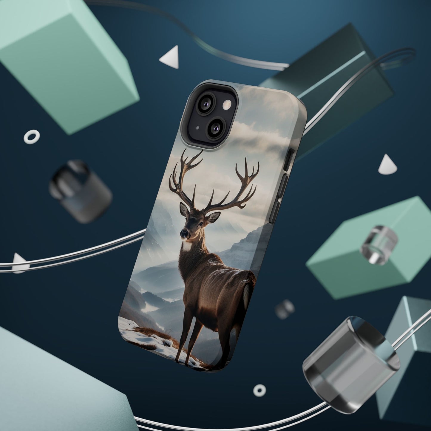 Alpine Majesty: Stag in Snow – MagSafe iPhone Case