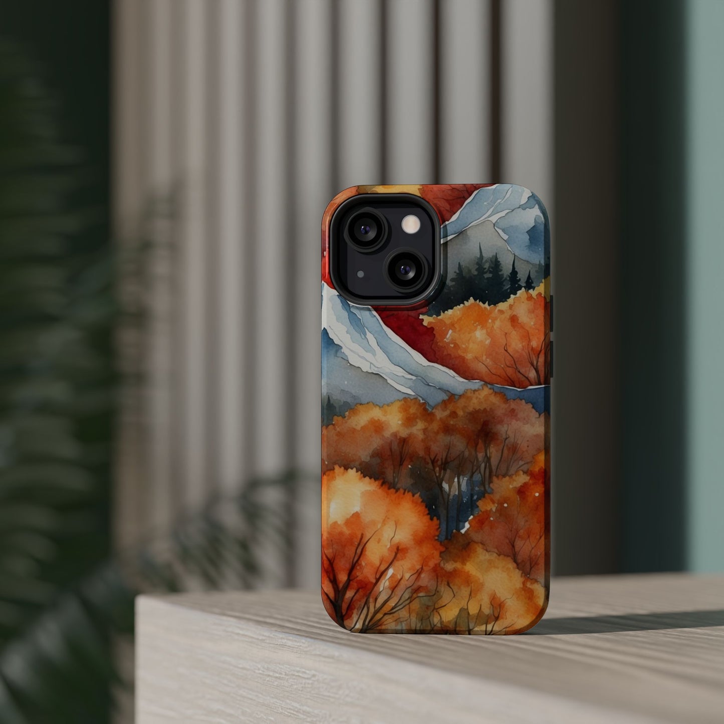 Autumn Mountain Forest Watercolor - MagSafe iPhone Case