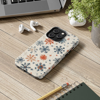 Rustic Orange and Blue Snowflake Pattern – iPhone Series Case