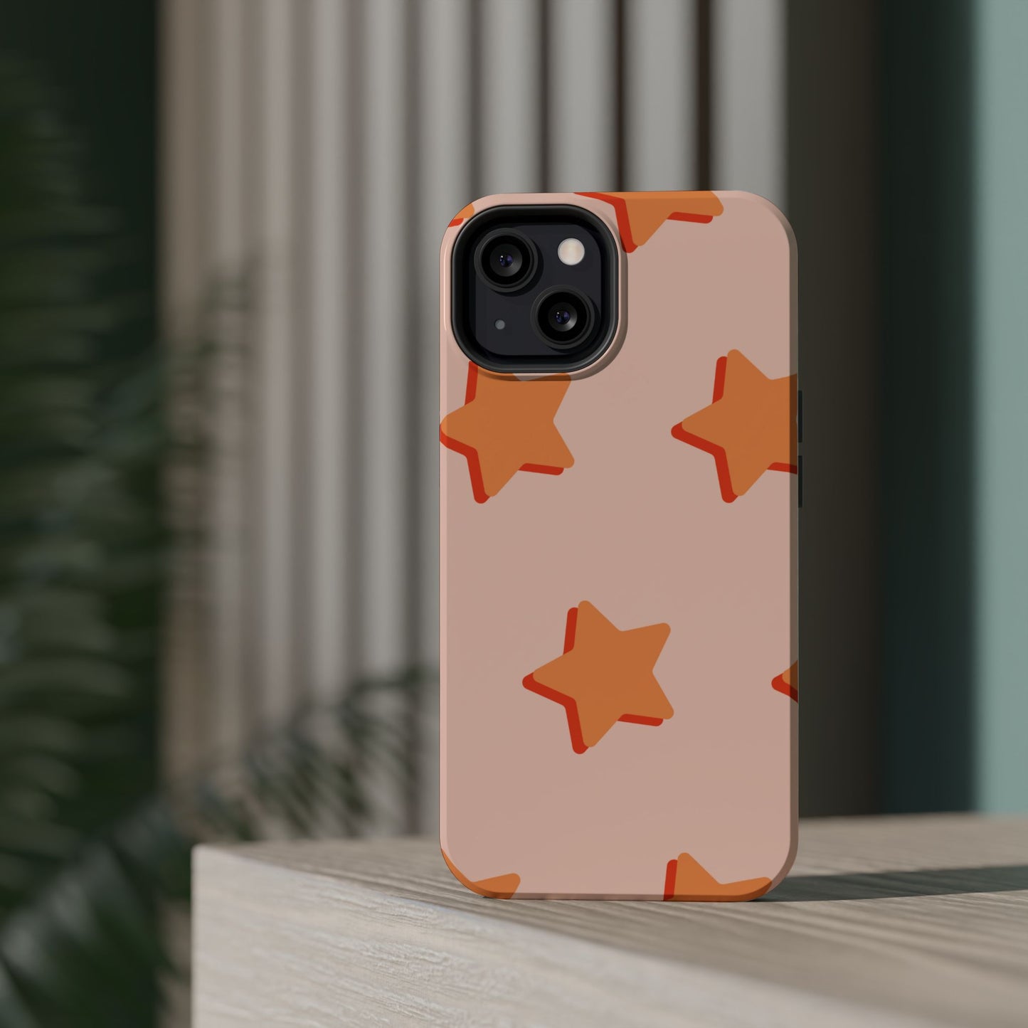 Retro Orange Stars MagSafe iPhone Case – Shock-Resistant, Smooth Matte Finish, Dual-Layer Design