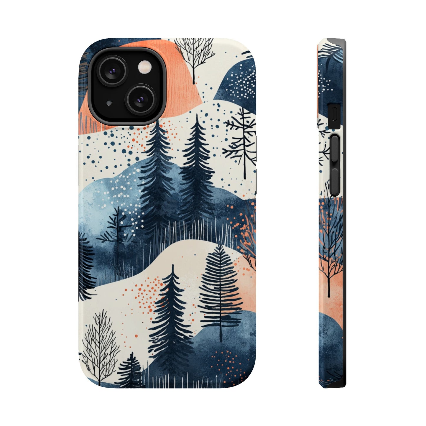 Winter Forest MagSafe iPhone Case | Watercolor Trees & Mountains