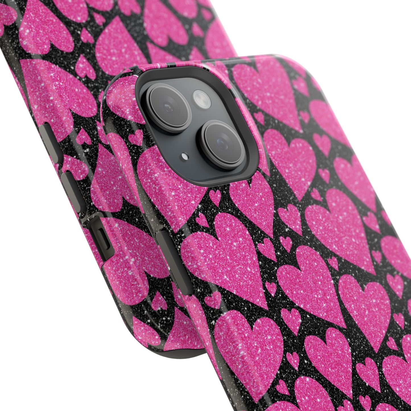 Glitter Hearts MagSafe iPhone Case