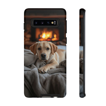 Cozy Golden Retriever by the Fireplace - Samsung Galaxy Case