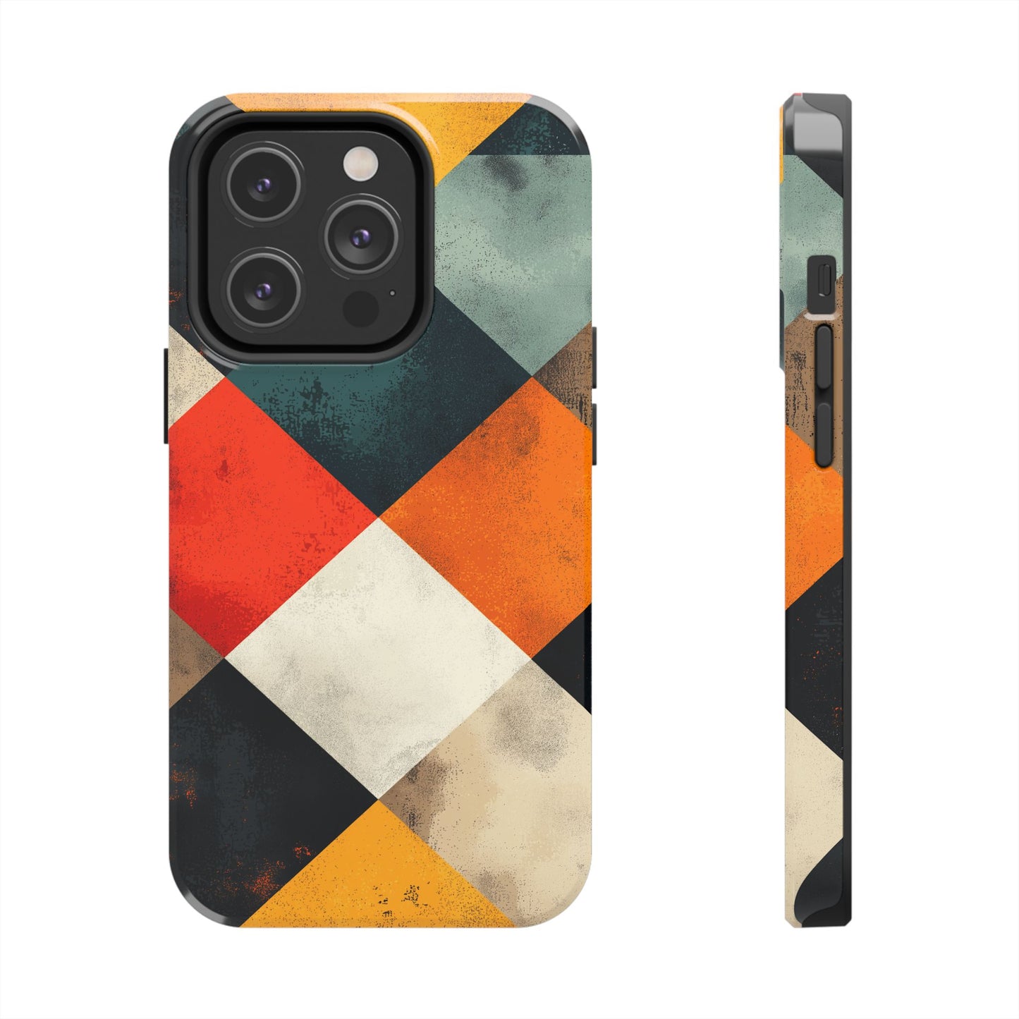 Geometric Retro iPhone  Case - Colorful Checkered Protective Cover