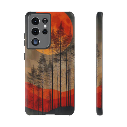 Moody Forest Moonrise Samsung Galaxy Case – Dark Landscape Design, Dual-Layer Protection