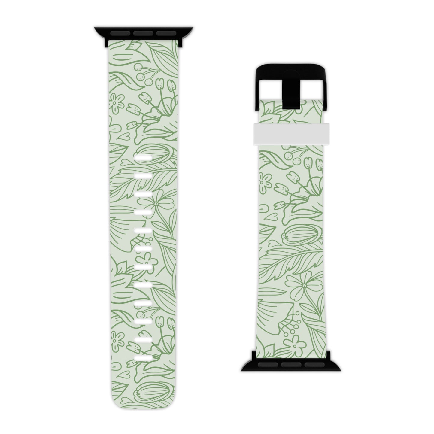  Sage Green Floral Line Art Apple Watch Band