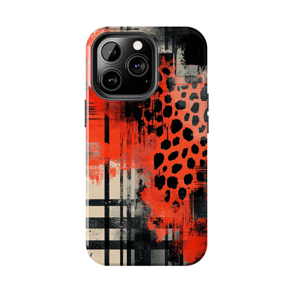 Cheetah Plaid iPhone Case – Red & Black Pattern