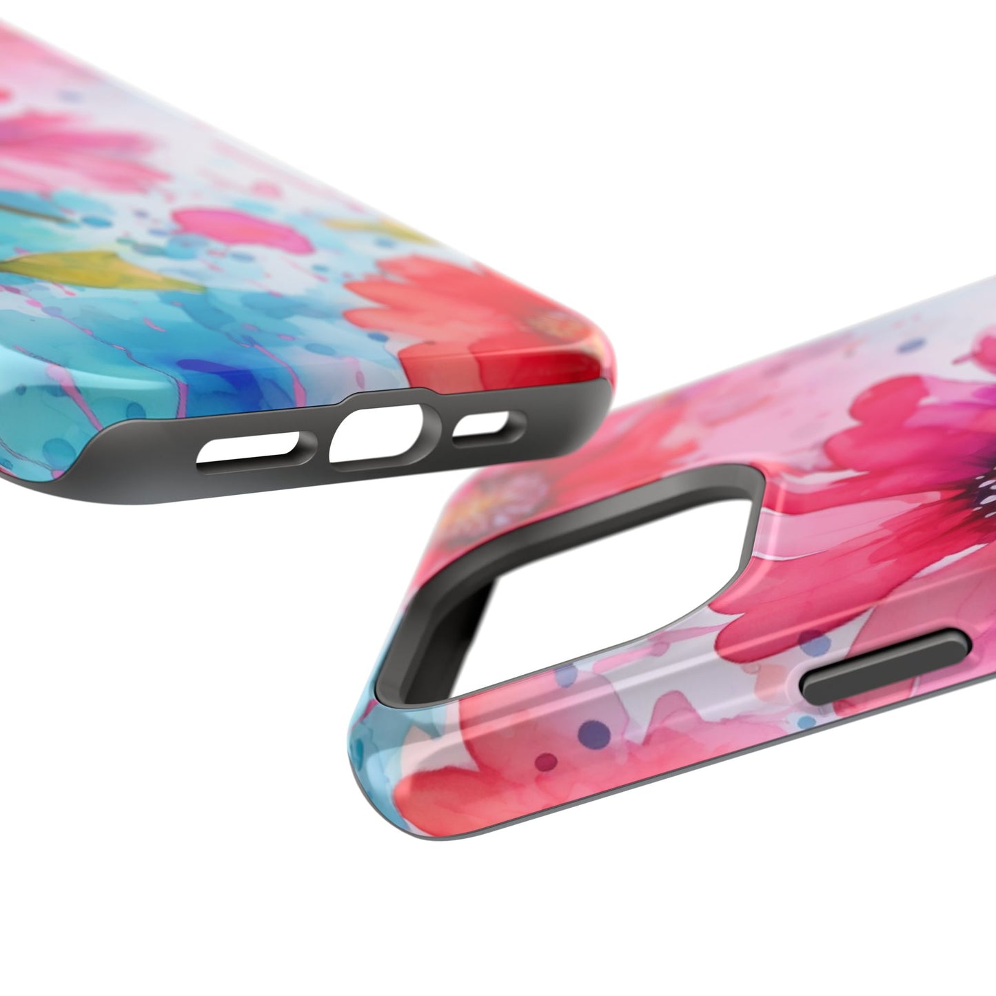 Vibrant Watercolor Red & Pink Floral - MagSafe iPhone Case