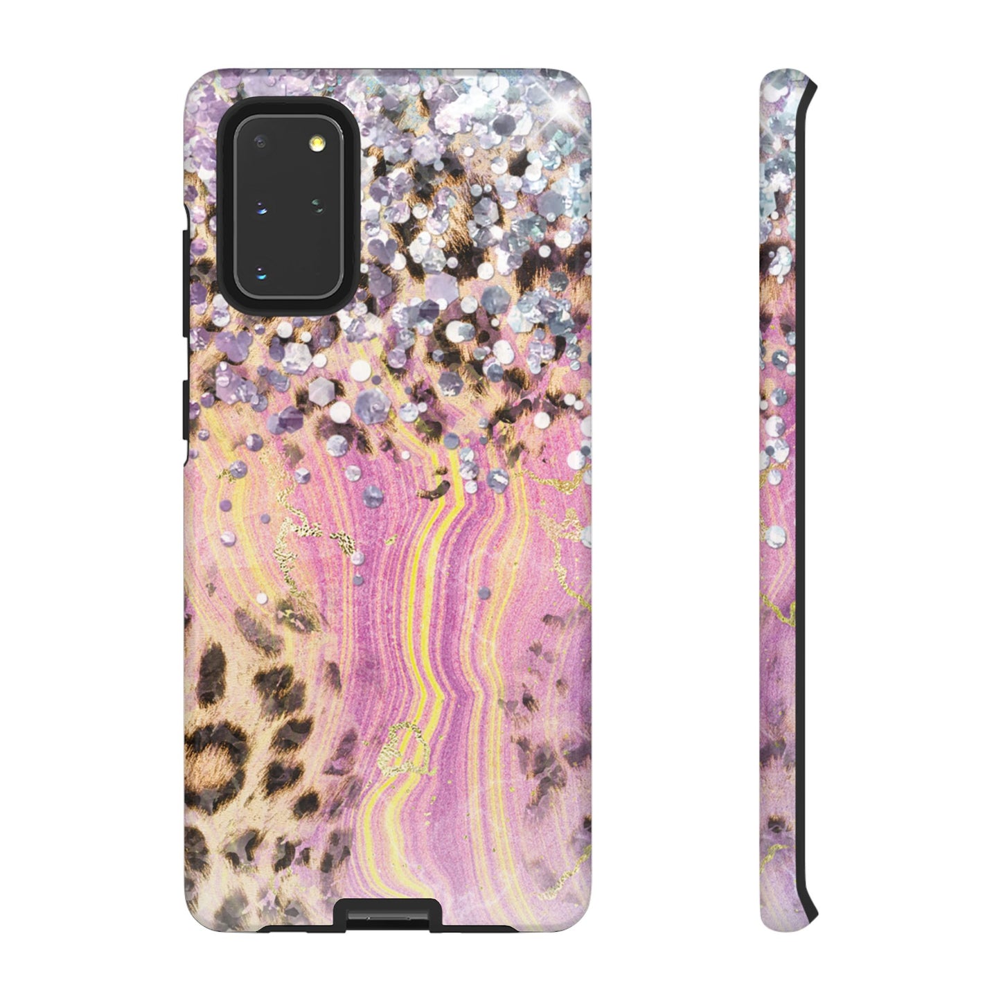 Crystal Glam Leopard - Samsung Galaxy Series Case with Glitter and Gem Accents