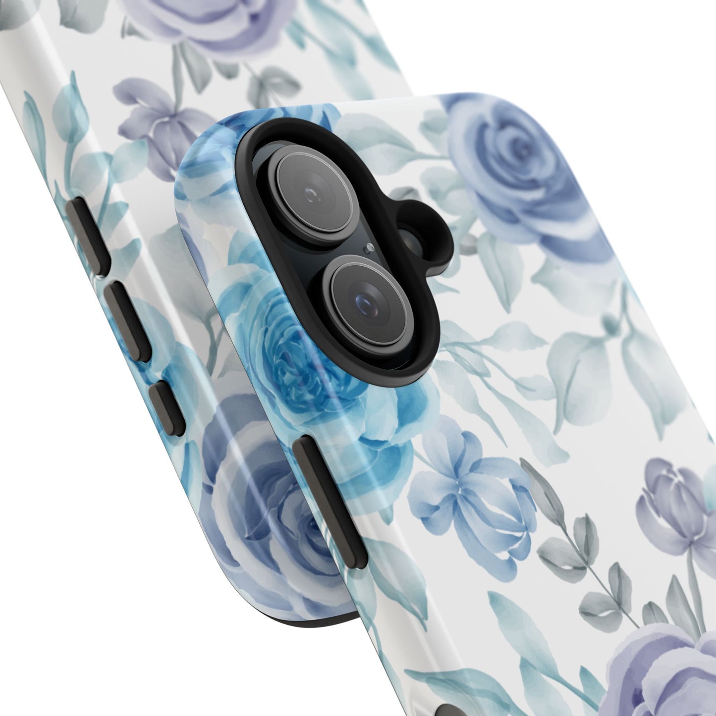 Elegant Blue & Violet Roses iPhone Case – Luxurious Floral Design for Chic Device Protection