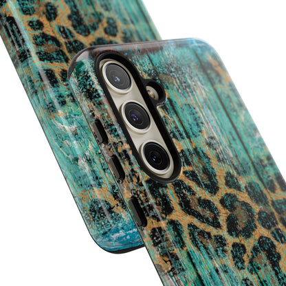 Turquoise Rustic Leopard Wood - Samsung Galaxy Series Case