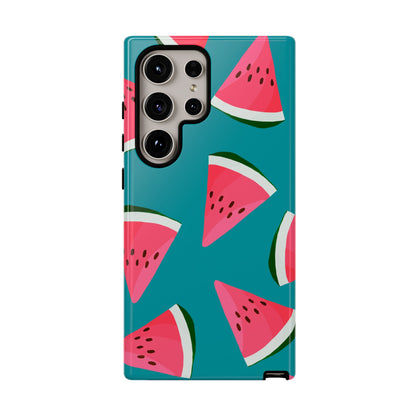 Watermelon Bliss Samsung Galaxy Case – Vibrant Summer Fruit Design on Teal Background