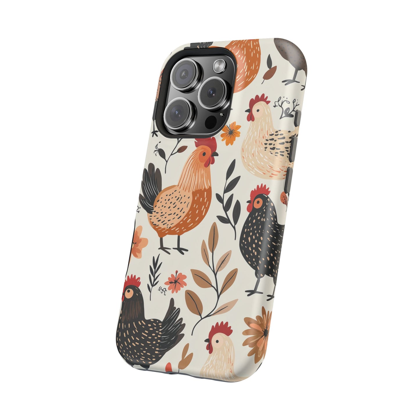 MagSafe iPhone Case: Cluckin' Vintage – Chickens & Leaves