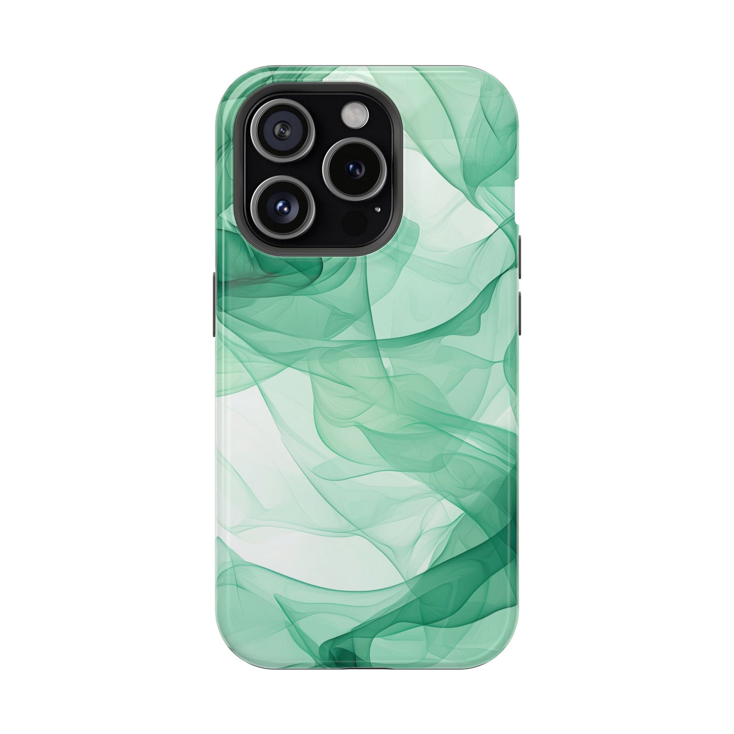 Translucent Flowing Green Fabric MagSafe iPhone Case – Elegant Fluid Design