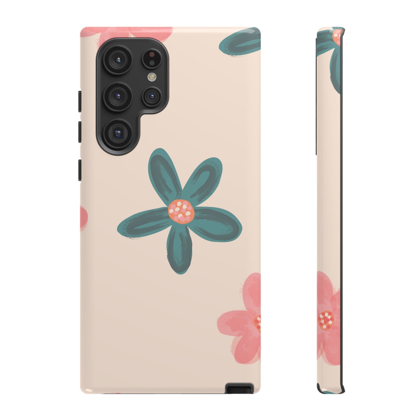 Vintage Floral Tough Samsung Galaxy Case – Soft Matte Finish with Dual-Layer Protection