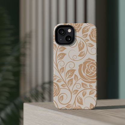 Vintage Rose Vine Tough MagSafe iPhone Case – Elegant Floral Pattern with Dual-Layer Protection