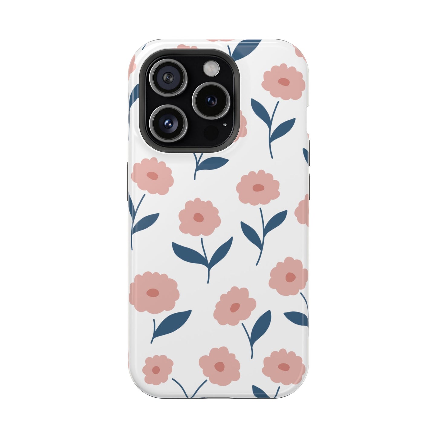 Playful Pink Floral Tough MagSafe  iPhone Case – Soft Pastel Design, Slim & Shockproof