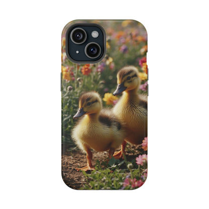 Charming Ducklings in Floral Garden - MagSafe iPhone Case