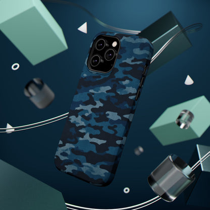 Dark Blue Camouflage – MagSafe iPhone Case with Modern Rugged Style