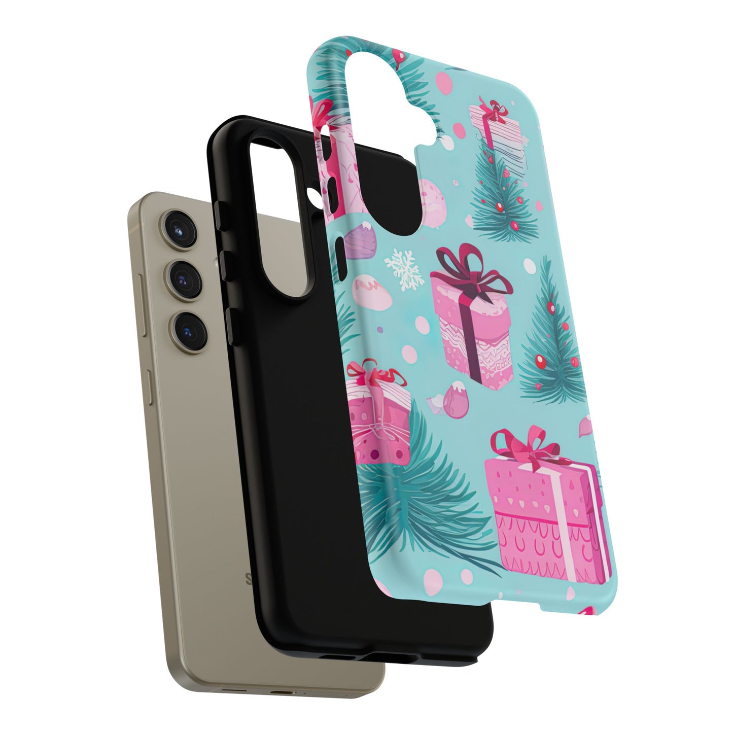 Festive Pink Christmas Gifts and Evergreen Samsung Galaxy Case – Holiday Theme, Protective Cover