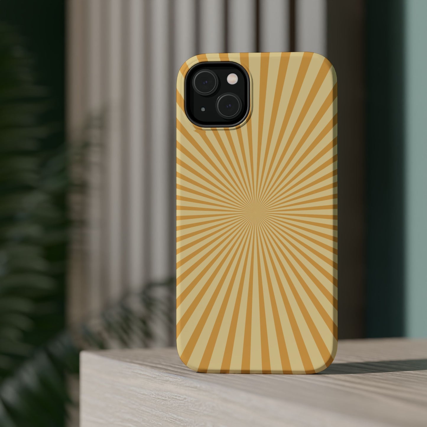 Golden Sunburst MagSafe  iPhone Case – Retro Radiant Design with Dual-Layer Protection