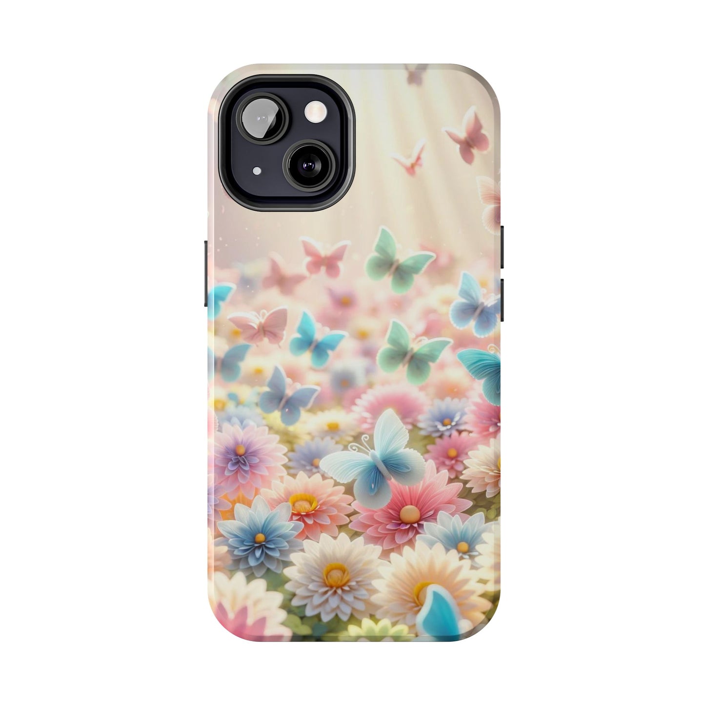 Butterfly Flower Garden - iPhone Case - Pastel Floral Protective Cover