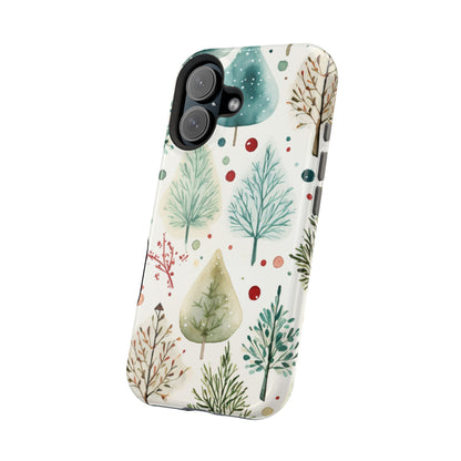 Watercolor Winter Trees MagSafe iPhone Case – Nature-Inspired, Holiday Theme Protective Cover