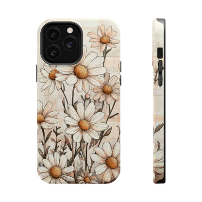 Pastel Daisy MagSafe iPhone Case - Elegant Floral Protective Cover