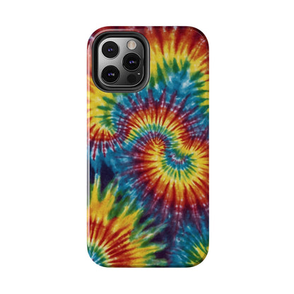 Retro Tie-Dye Swirl iPhone Case – Rainbow Spiral Design