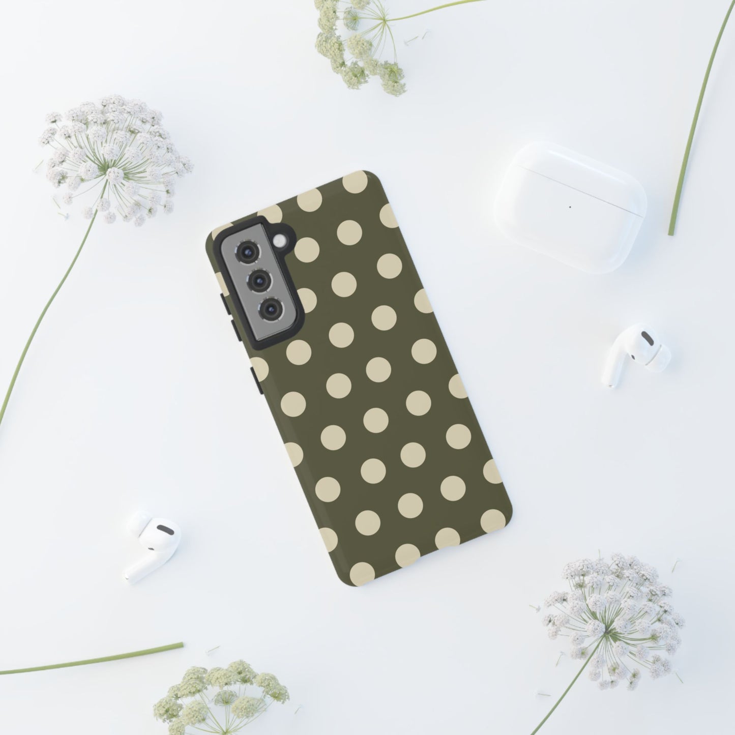 Vintage Green & Cream Polka Dots – Samsung Galaxy Case