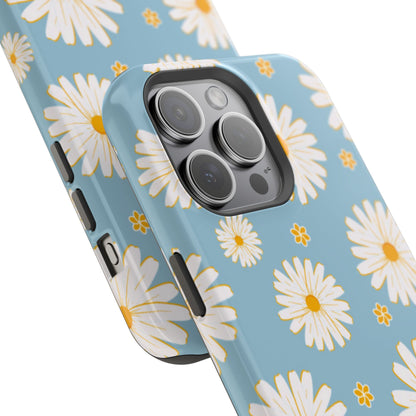 Bright Daisy MagSafe iPhone Case – Light Blue Background, Shockproof and Slim Design