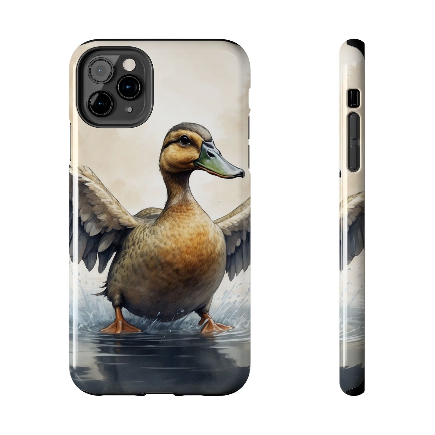 Graceful Duck in Watercolor Scene - iPhone Case