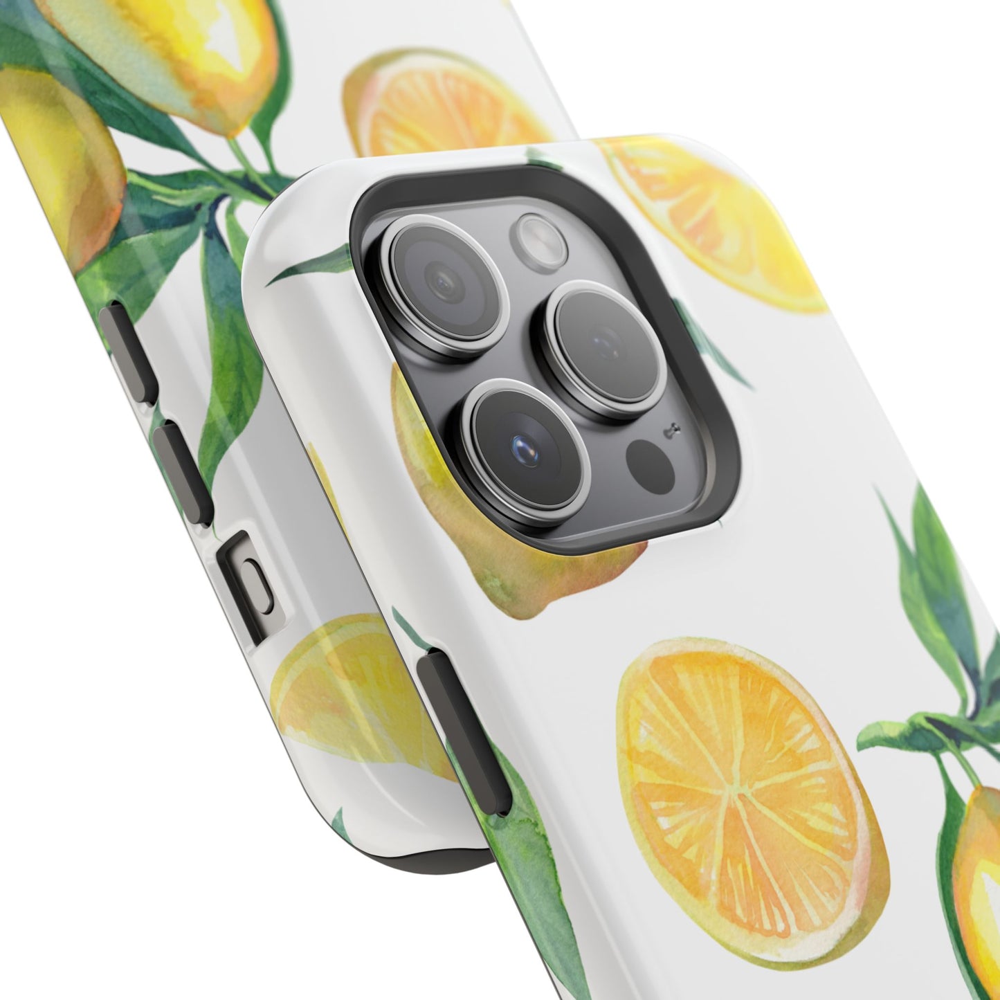 Lemon Grove Watercolor Tough MagSafe iPhone Case – Fresh Citrus Design, Dual-Layer Protection