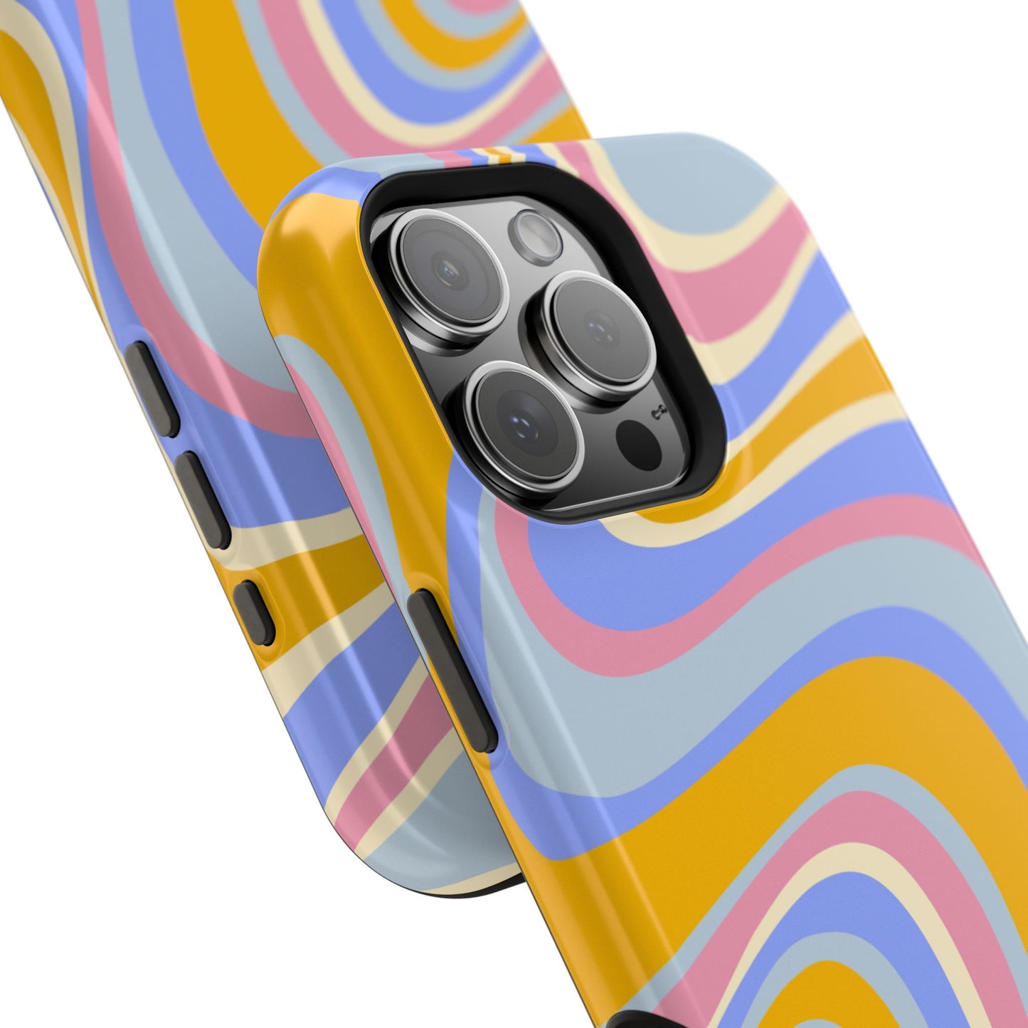 Groovy Pastel Waves MagSafe iPhone Case – 70s-Inspired Design with Dual-Layer Protection