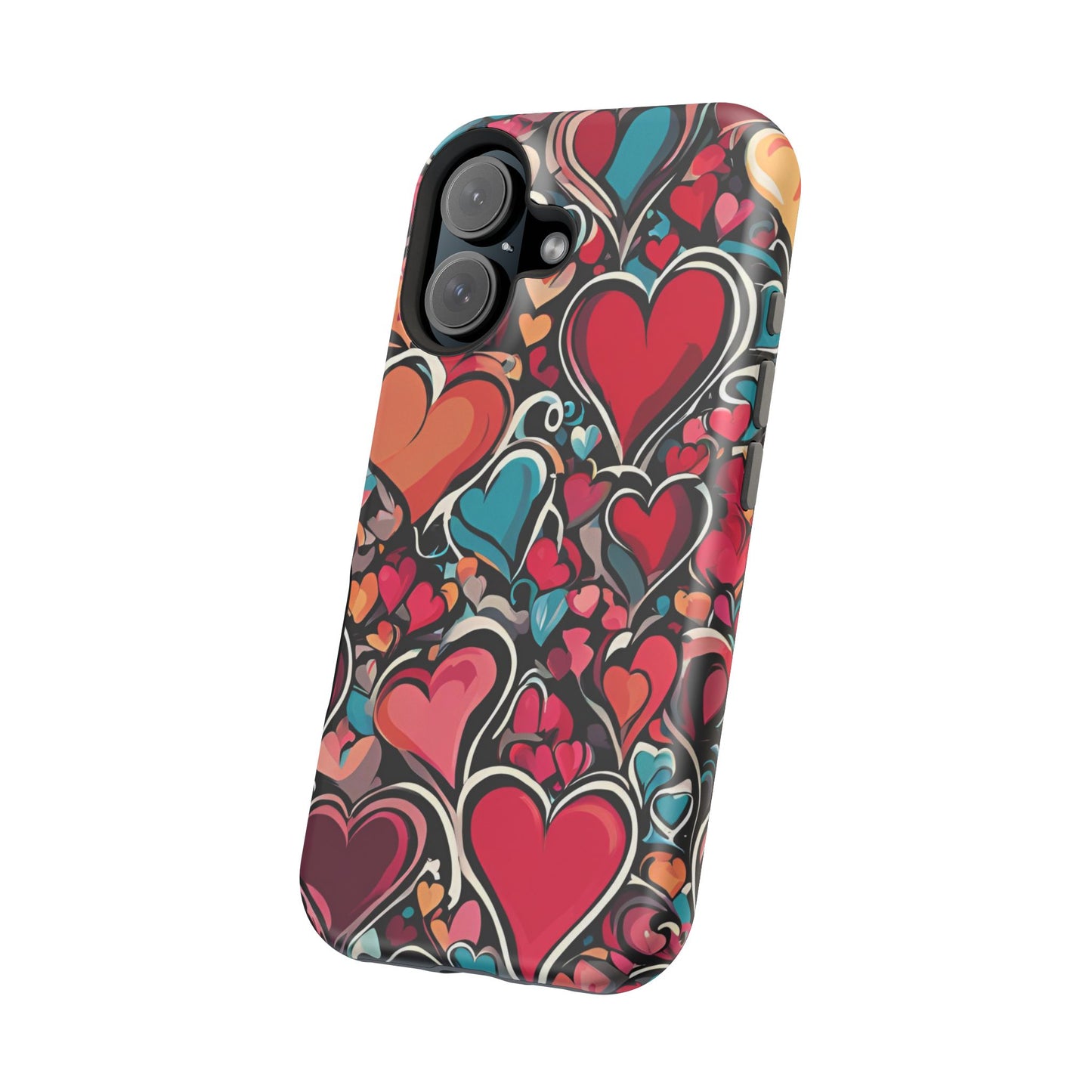 Vibrant Multicolor Heart Art – MagSafe-Compatible iPhone Case