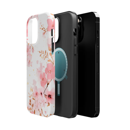 Soft Pink Cherry Blossom MagSafe Case – Floral Elegance with Wireless Charging