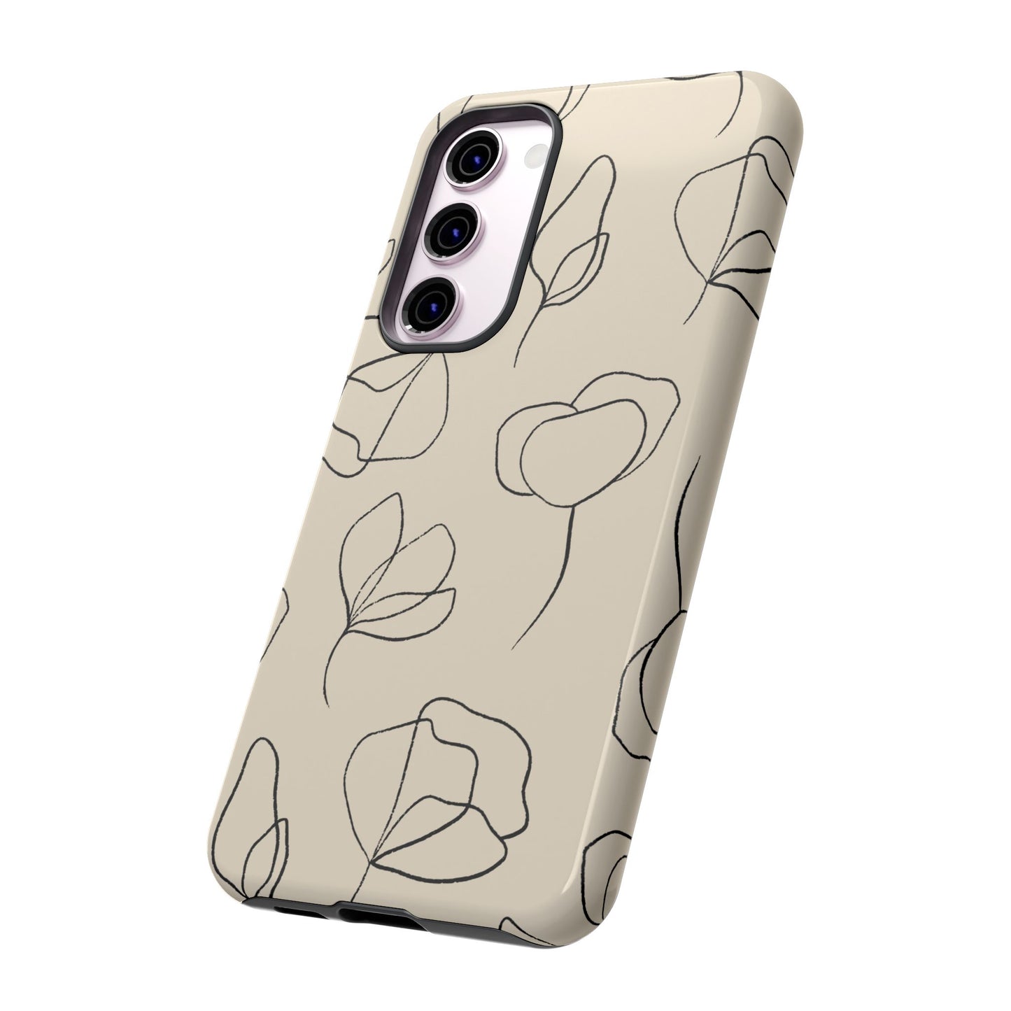 Minimalist Line Art Floral Tough Samsung Galaxy Case – Elegant Abstract Design with Dual-Layer Protection