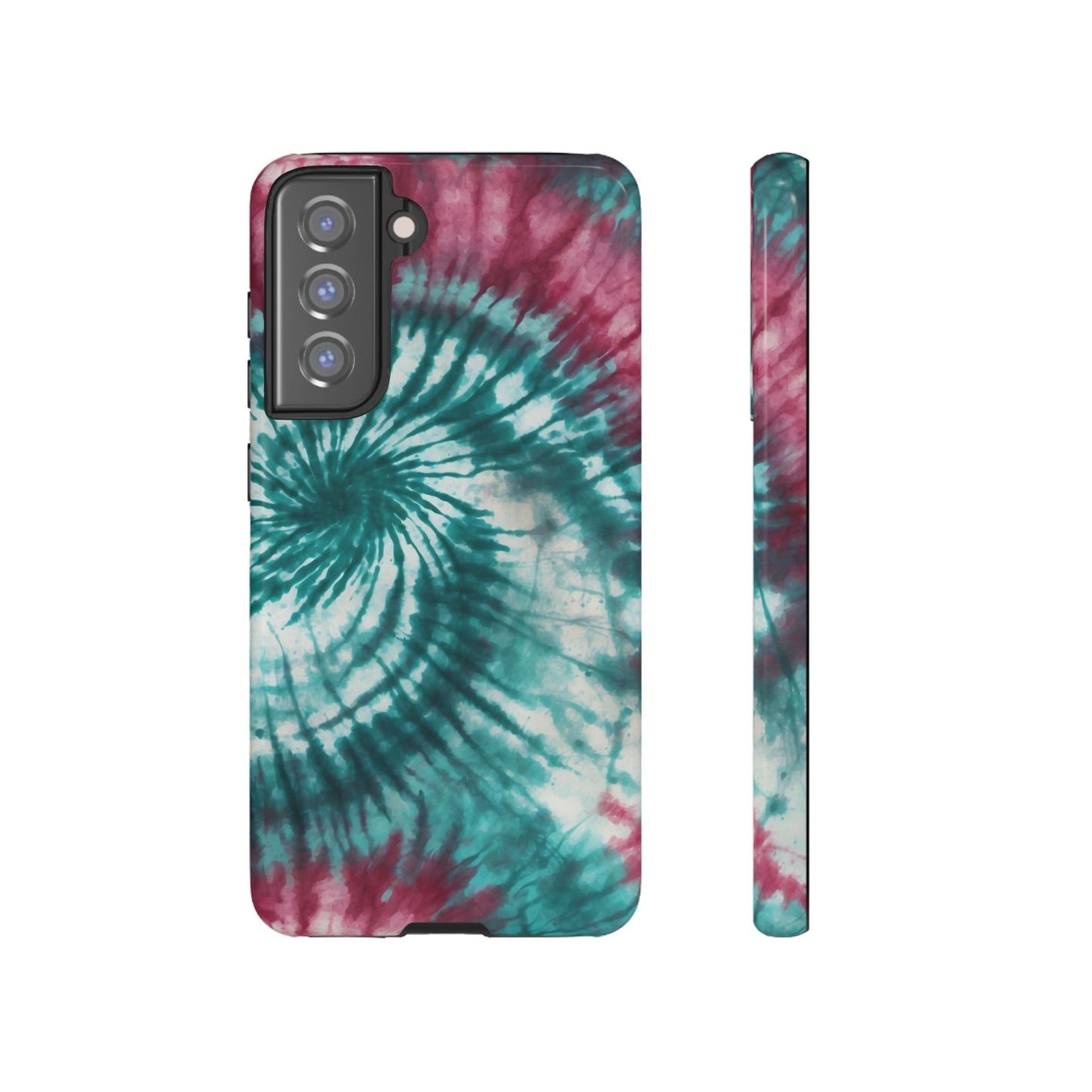 Teal and Pink Spiral Tie-Dye Samsung Galaxy Case – Boho Chic Design