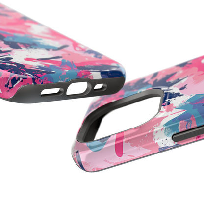 Vibrant Pink & Navy Abstract Splash – MagSafe iPhone Case