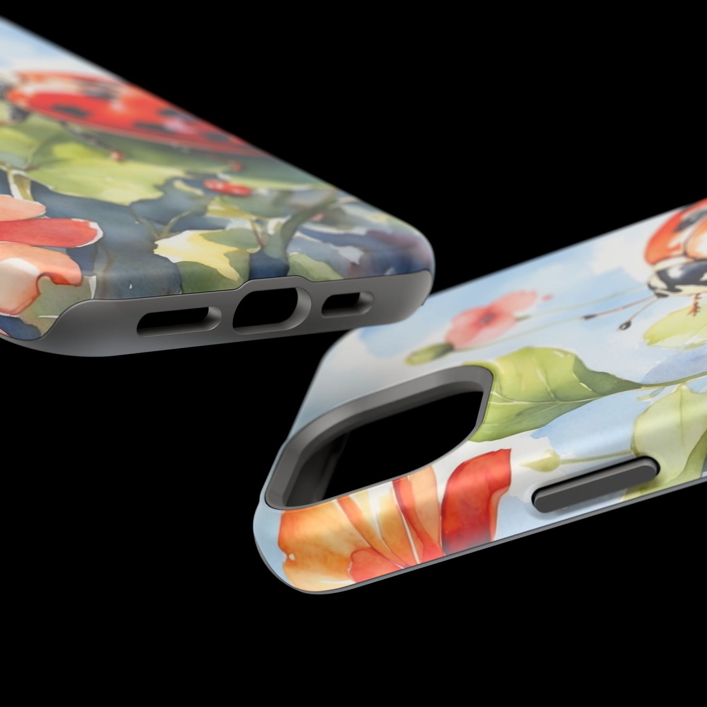 Watercolor Ladybug & Poppy Fields - MagSafe iPhone Case