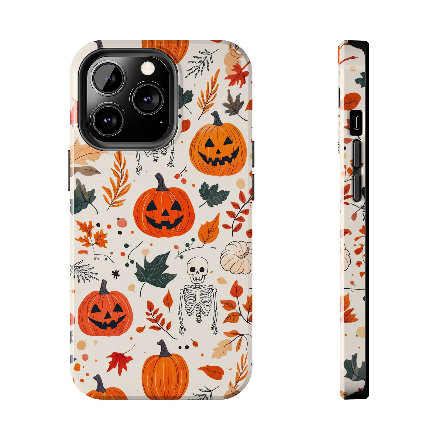 Halloween Pumpkin & Skeleton iPhone Case – Spooky Autumn Design