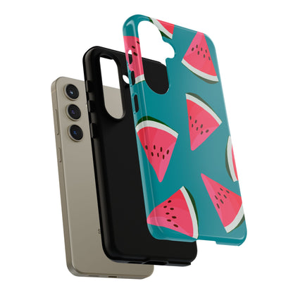 Watermelon Bliss Samsung Galaxy Case – Vibrant Summer Fruit Design on Teal Background