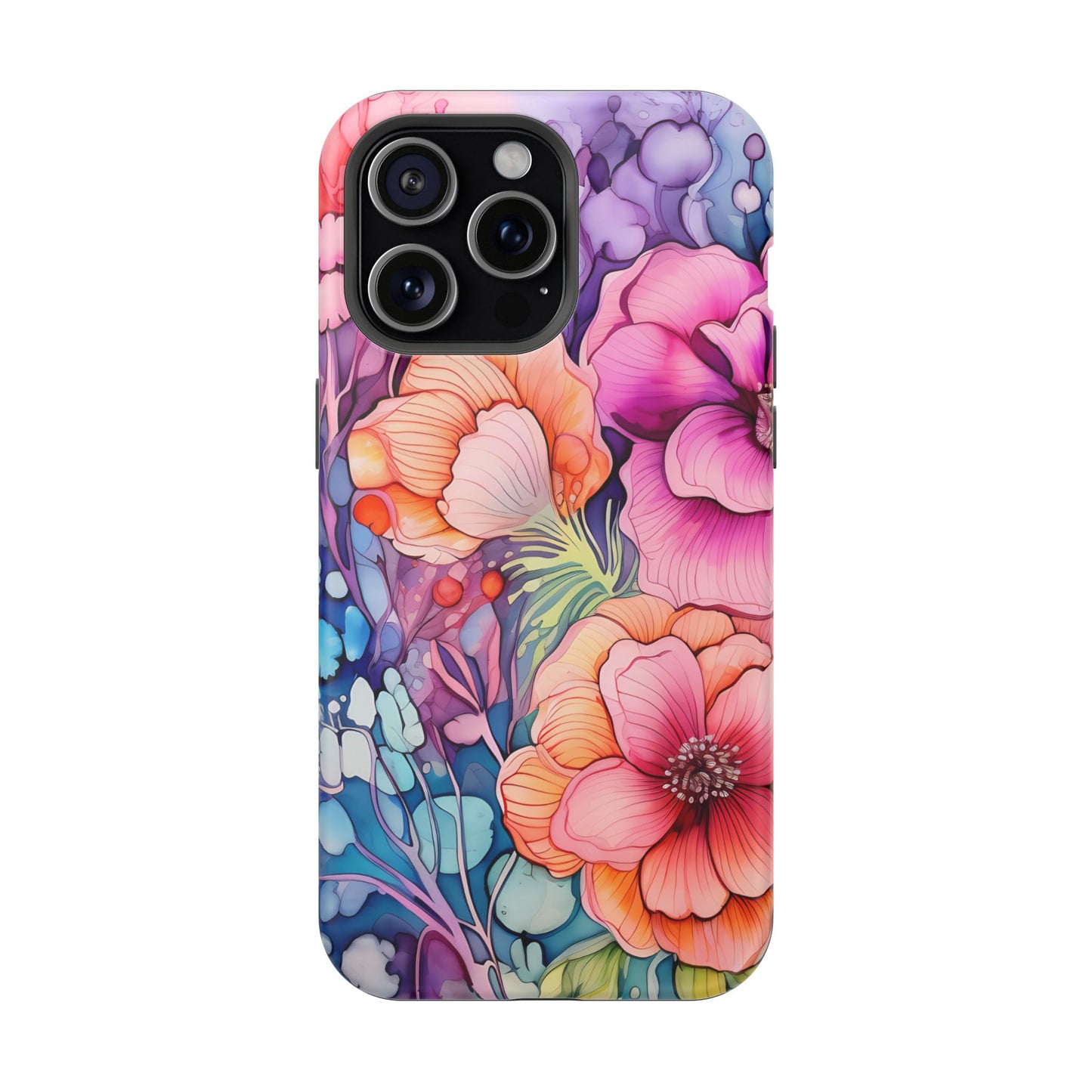 Bright Watercolor Floral Splash MagSafe iPhone Series Case – Bold Artistic Design