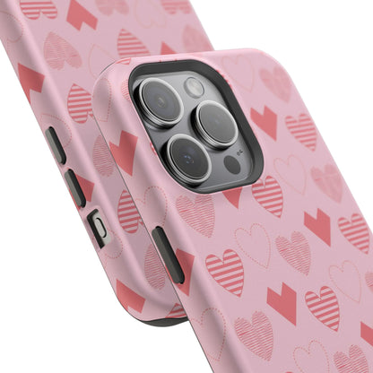 Striped Hearts MagSafe iPhone Case