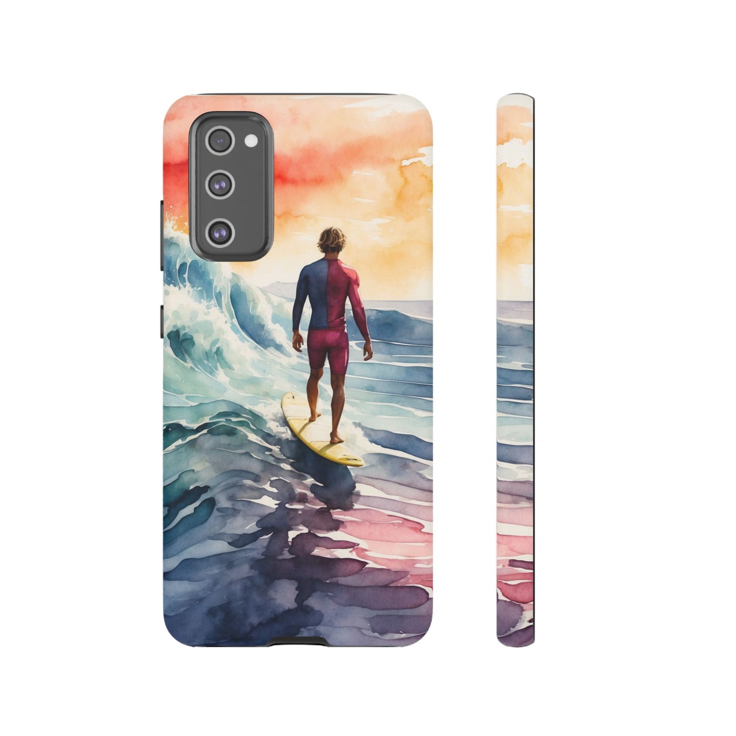 Surfer’s Sunset Wave Samsung Galaxy Case – Vibrant Watercolor Design