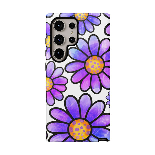 Purple Daisy Delight Samsung Galaxy Case – Slim Profile, Glossy Finish